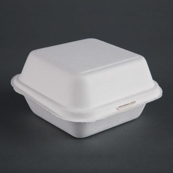 Bagasse burger Box, square, Box of 500