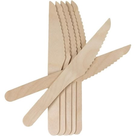Waxed Wooden Knife Beige 190 mm pack of 100